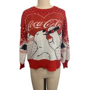 Coca-Cola Polar Bear Ugly Christmas Sweater XS Red/White Coca-Cola Logo